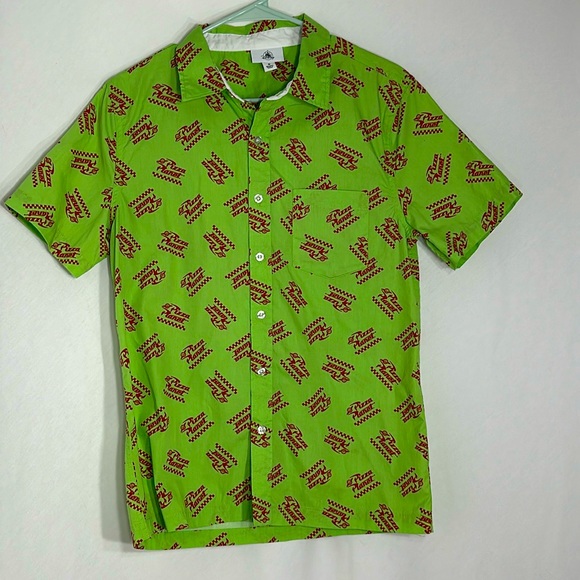 Disney “Pizza Planet” Green button-up Short Sleeve Shirt | Size: S - Picture 1 of 9